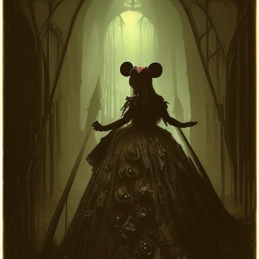 Horror Minnie Mouse in Gothic Dress