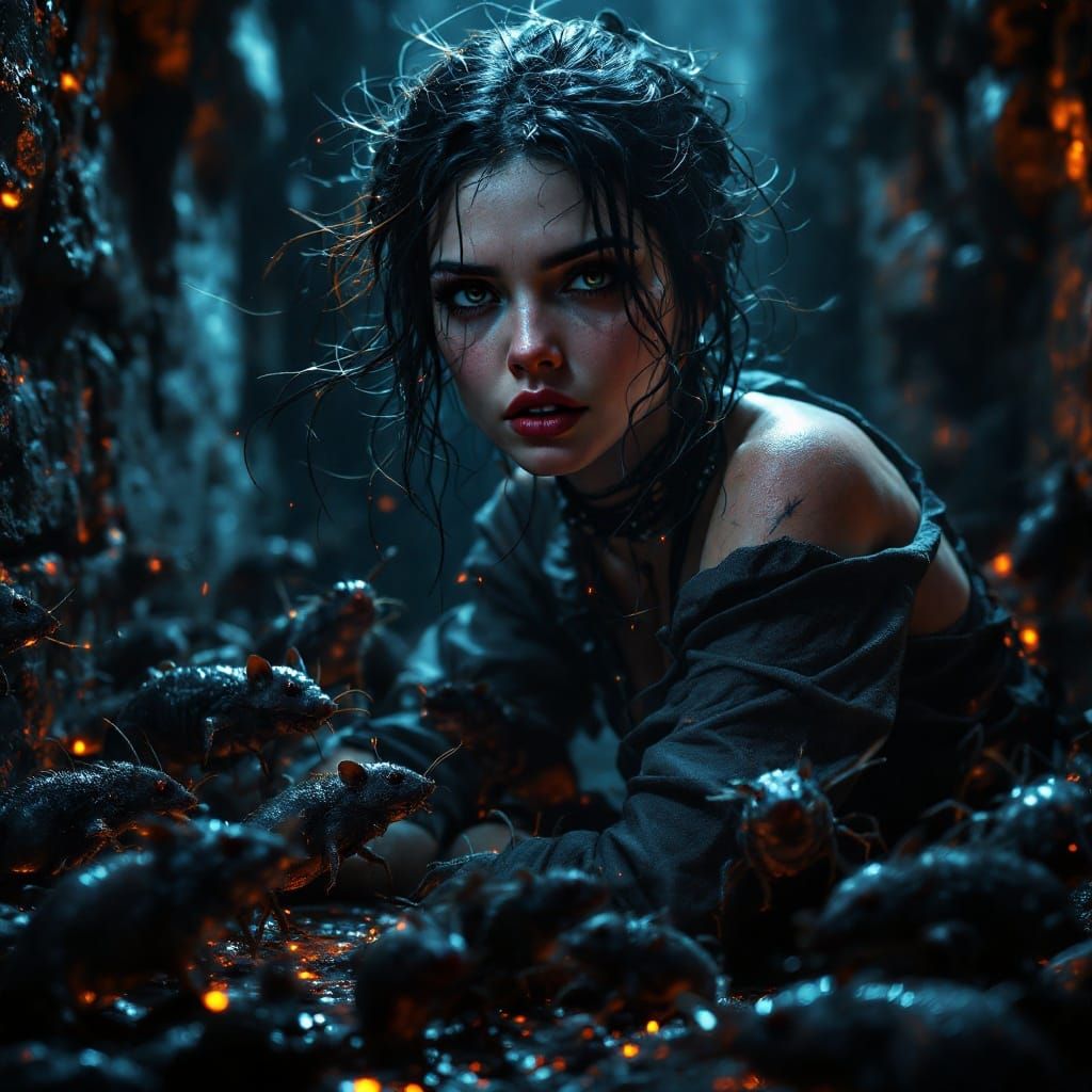 Gothic Fantasy Prisoner in Dark Cell