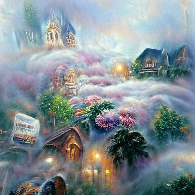Ethereal Fantasy Scene in Kinkade Style