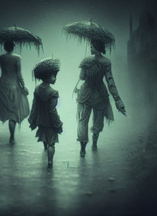 Ominous Society Portrait in Photorealistic Style