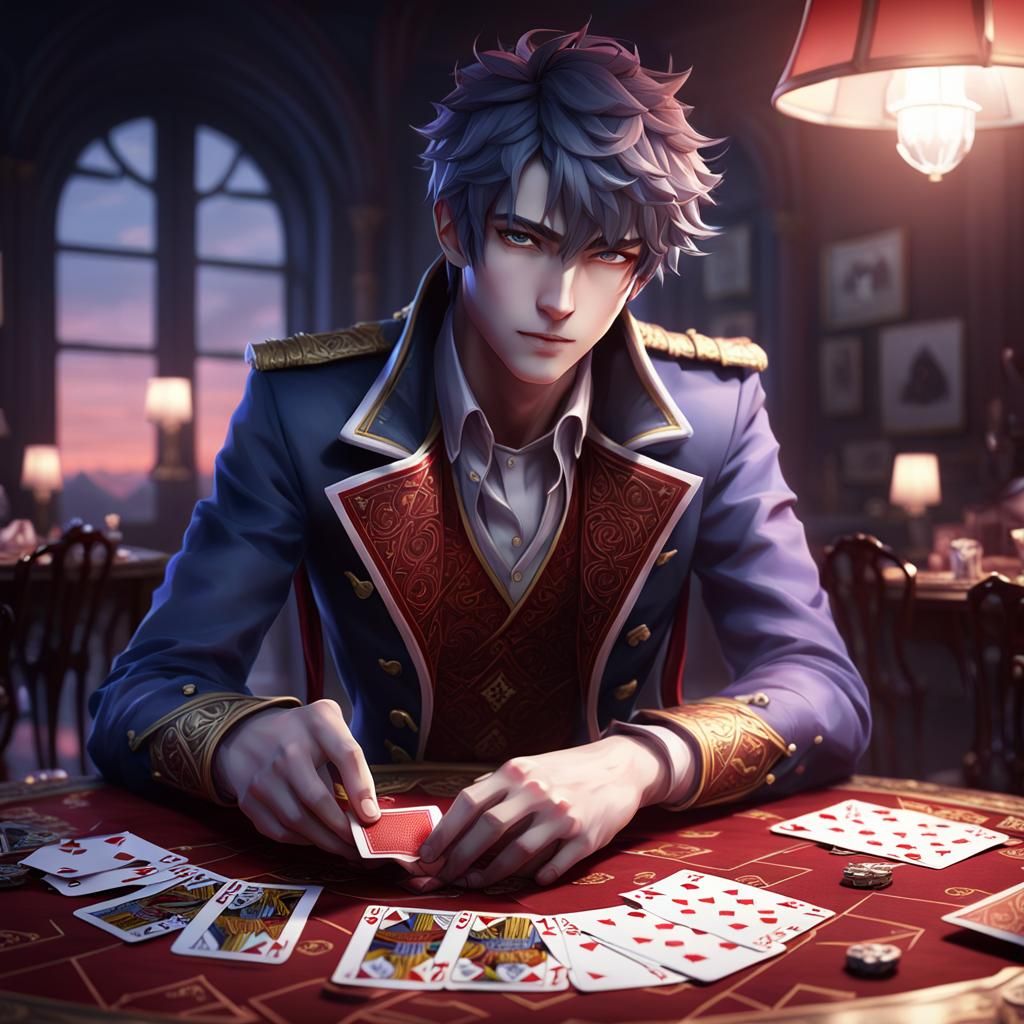 Anime Boy Rising from Jack of Hearts Card