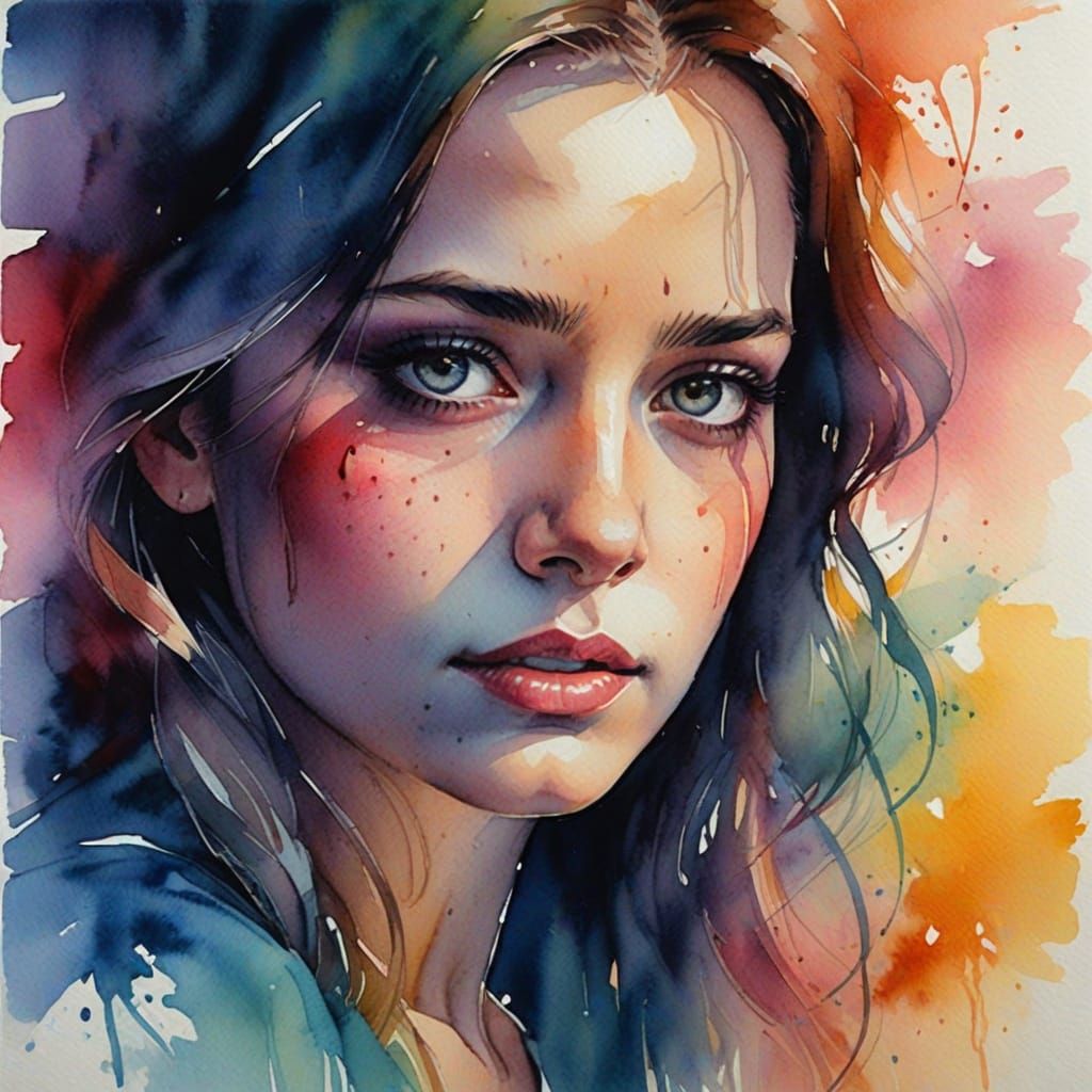 Vibrant Portrait in Watercolor