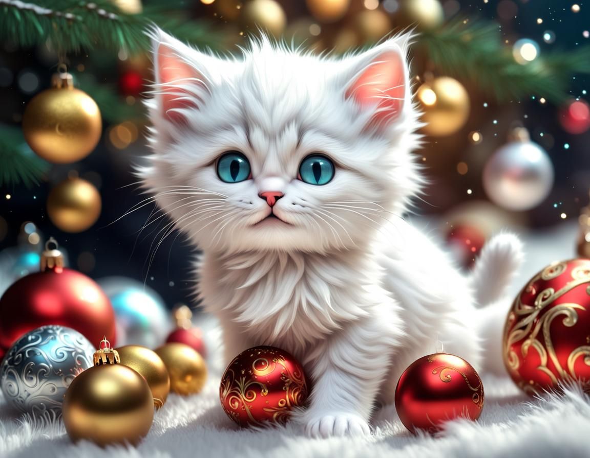 cute white fur kitten,