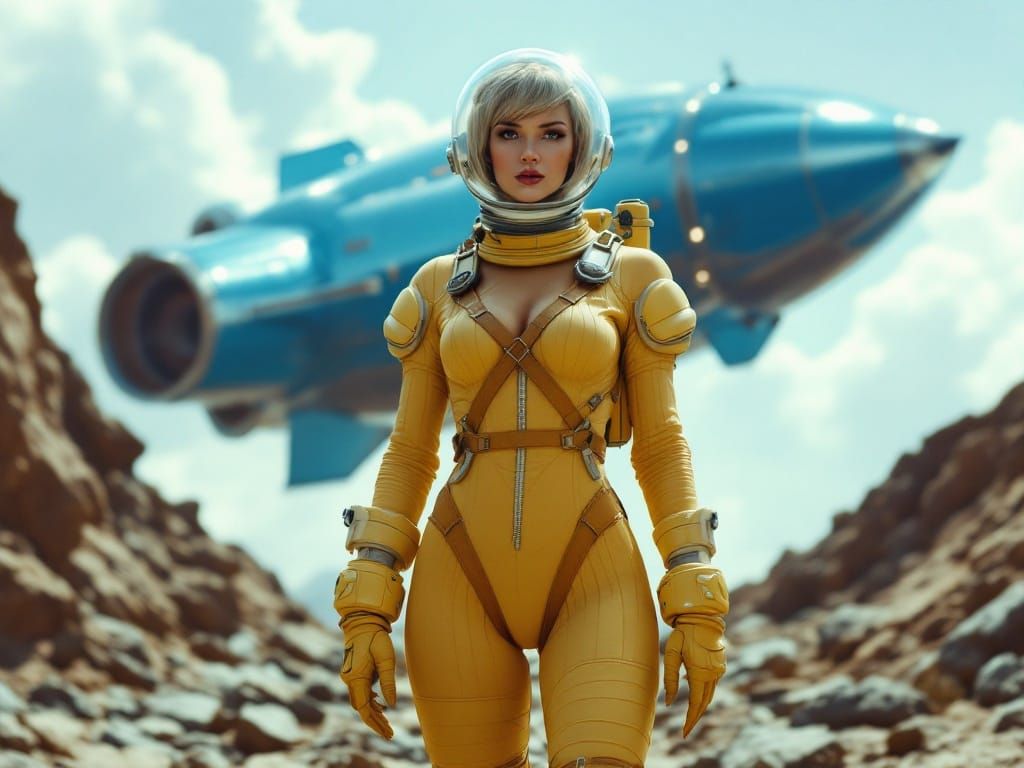 Retro Sci-Fi Pinup in Spacesuit