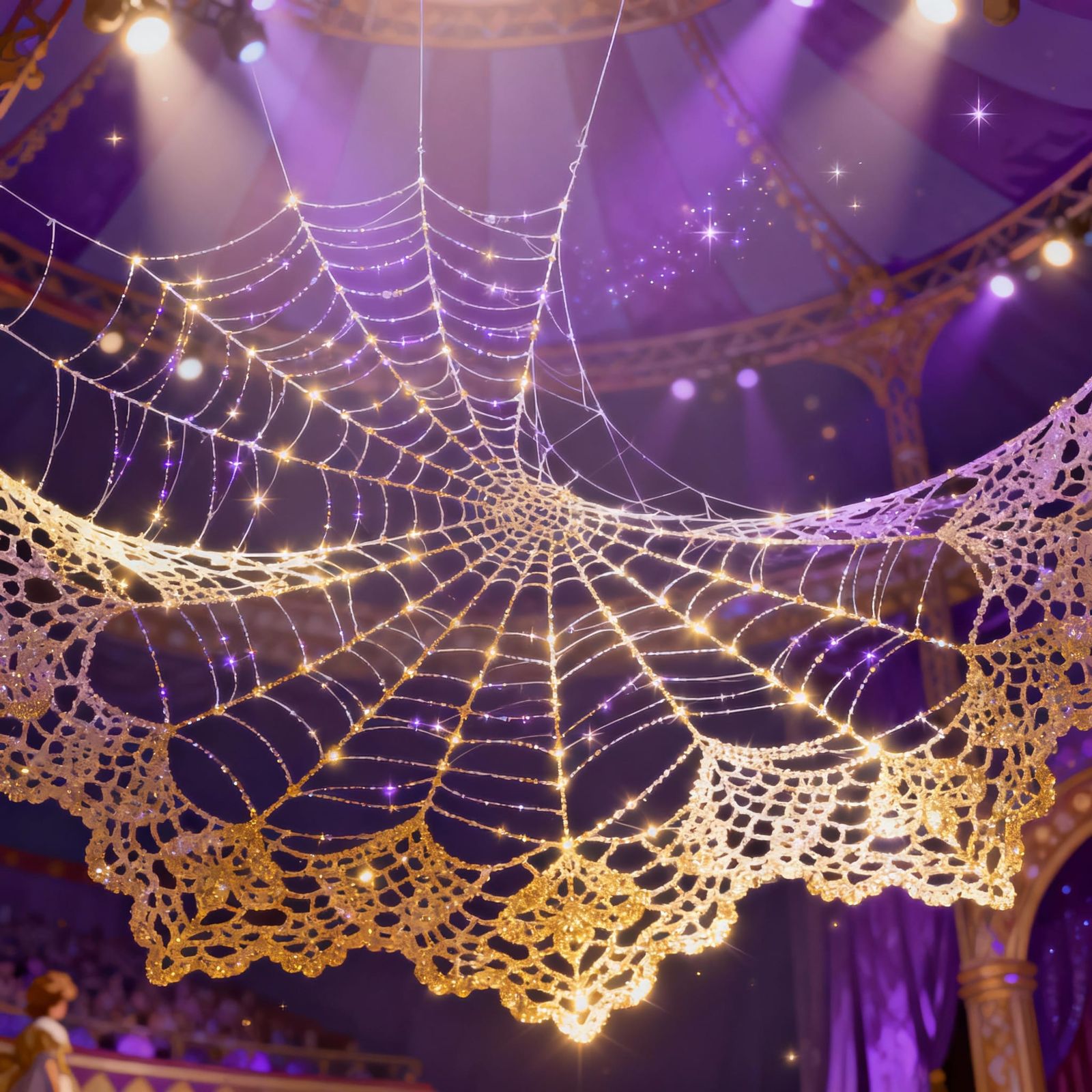 Elegant Spiderweb Carousel Performs in Magical Circus