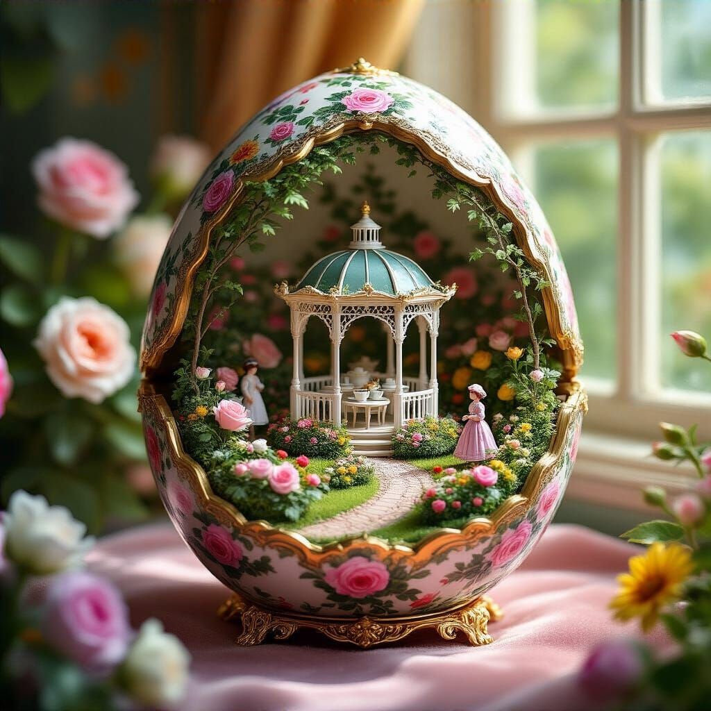 Miniature English Garden in Fabergé Egg