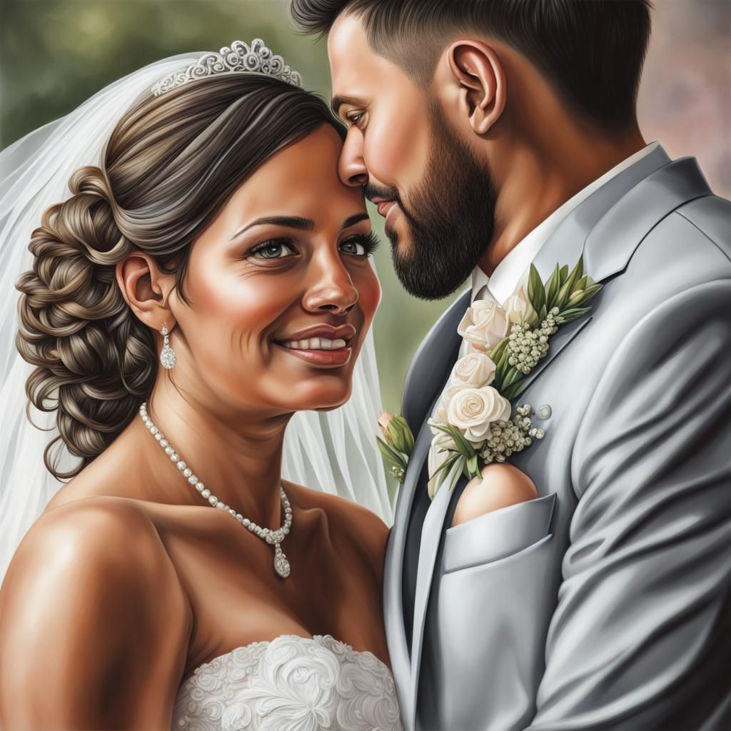 Hyperrealistic Portrait of a Bride and Groom