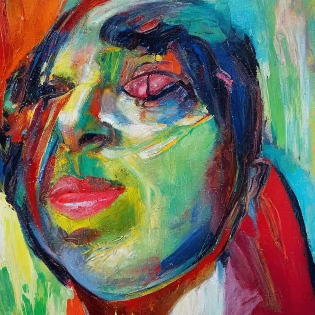 Surreal Circus Performer Portrait in Oil Painting Style