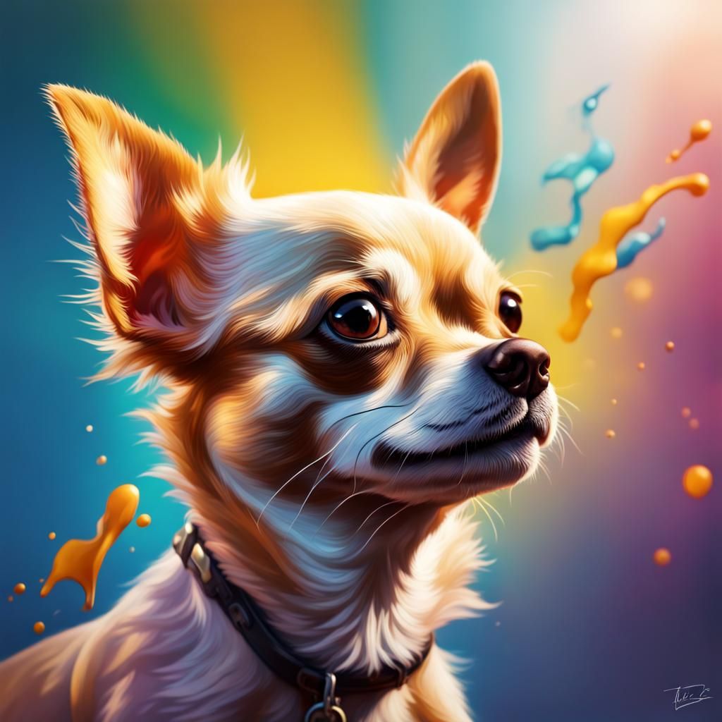 Hyperrealistic Chihuahua Splash Art Portrait