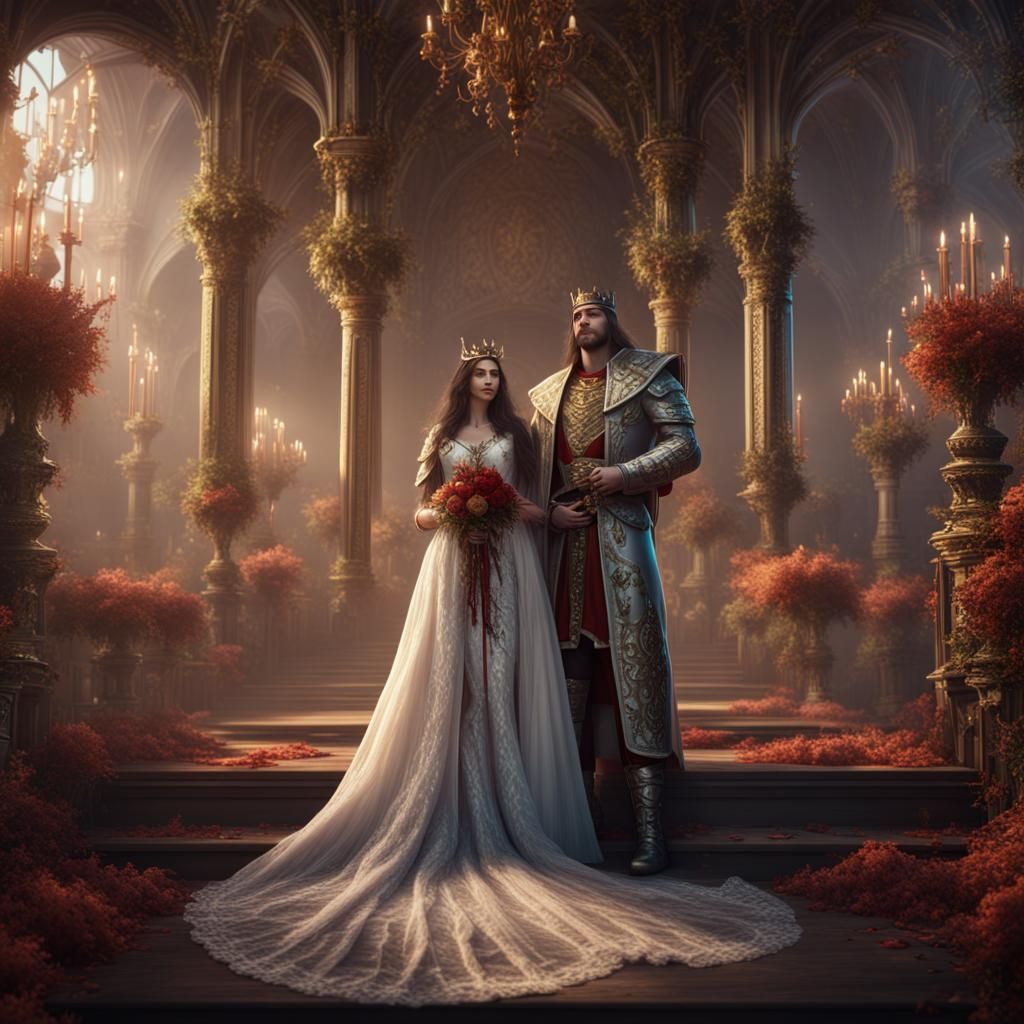 King and Queen Wedding: Detailed Fantasy Art