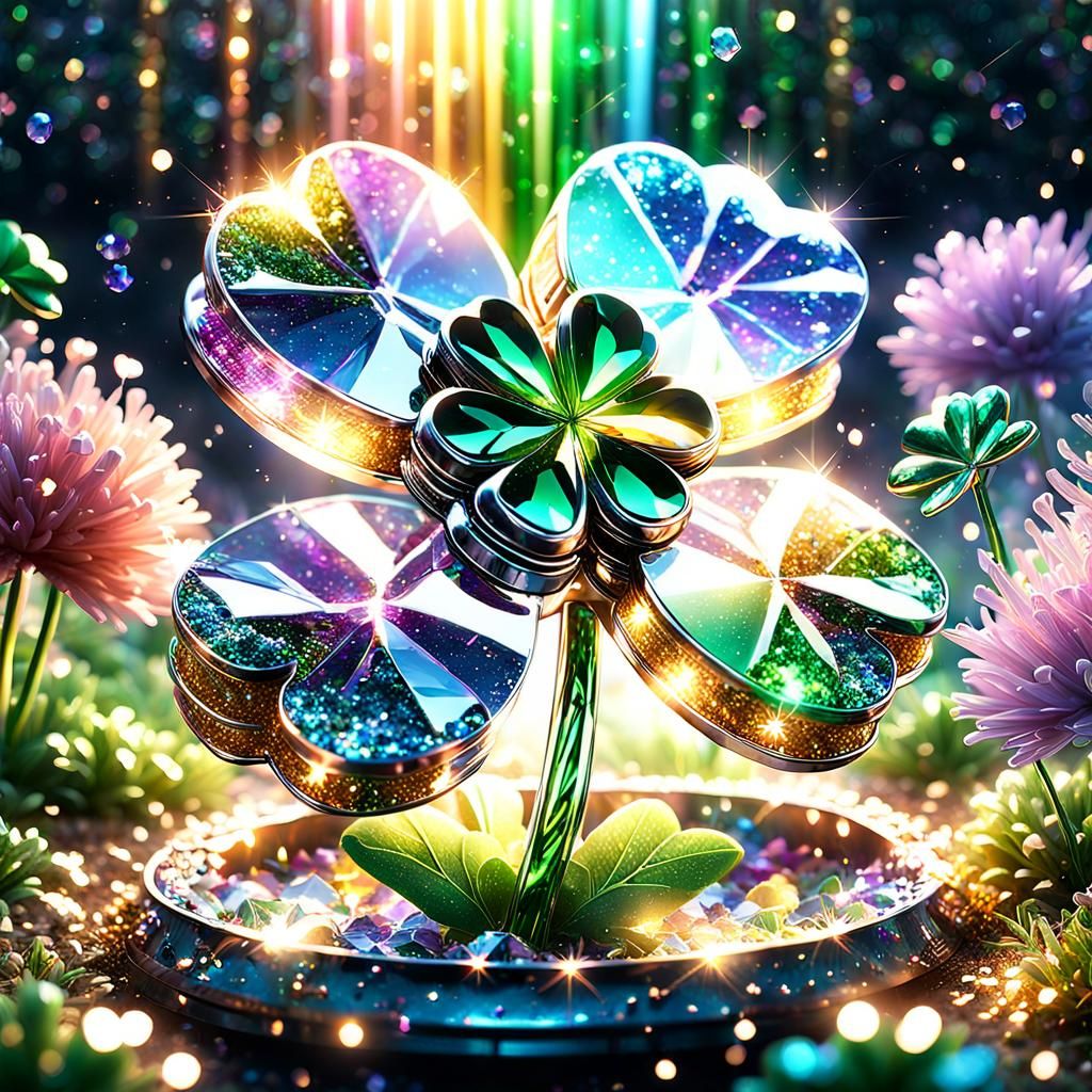 Crystal Clover with Clover Garden Inside