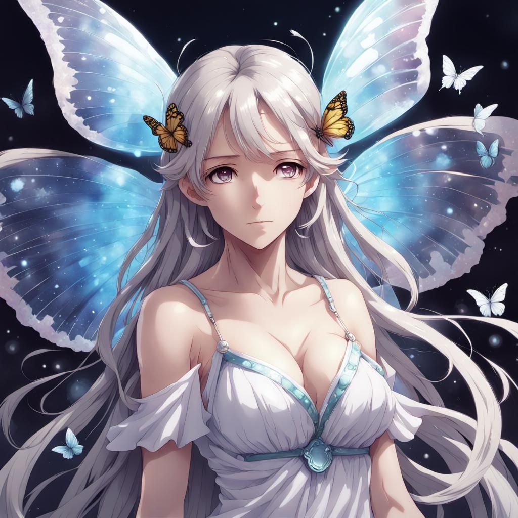 Psyche with Butterfly Wings in Anime Style