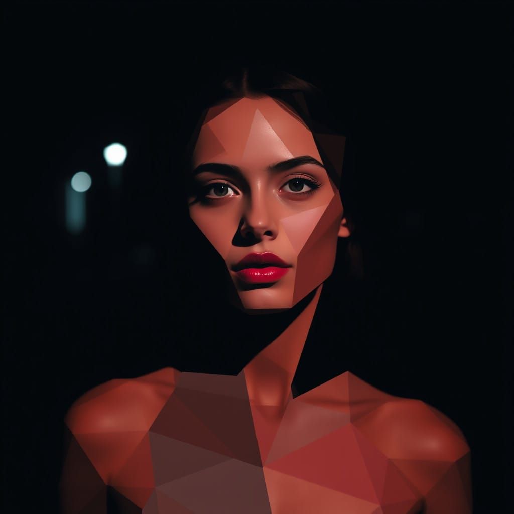 Young Woman in Cubist Shadows