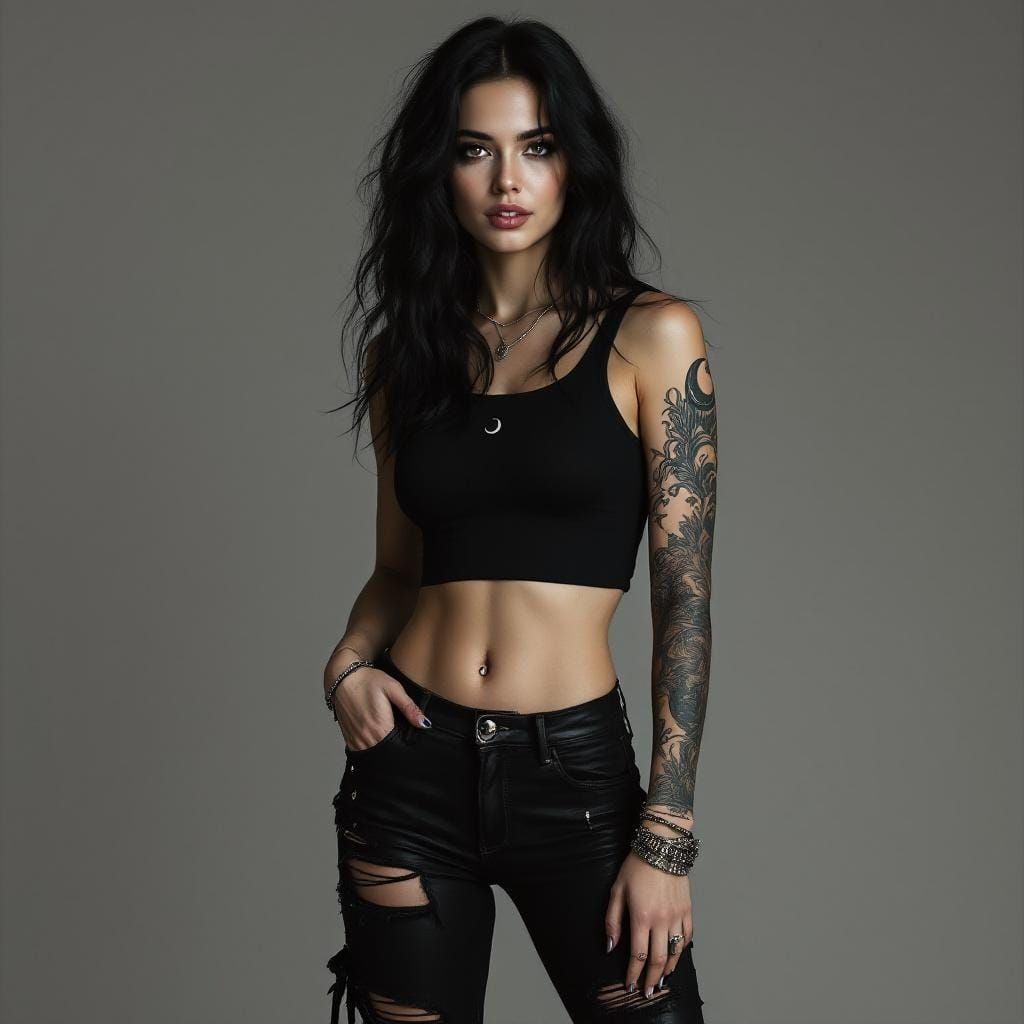 Edgy Woman with Hunter Eyes in Digital Art Style