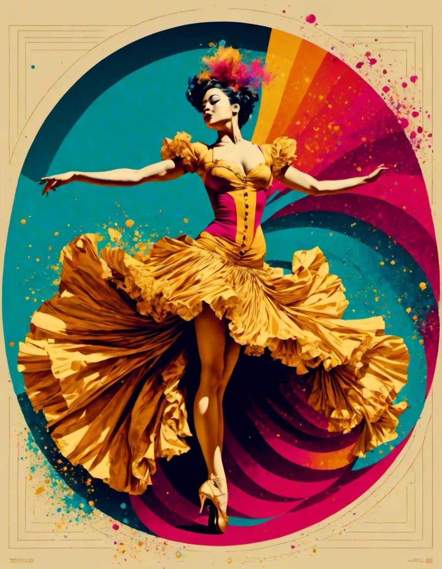 French Cancan Dancer in Pop Art Style