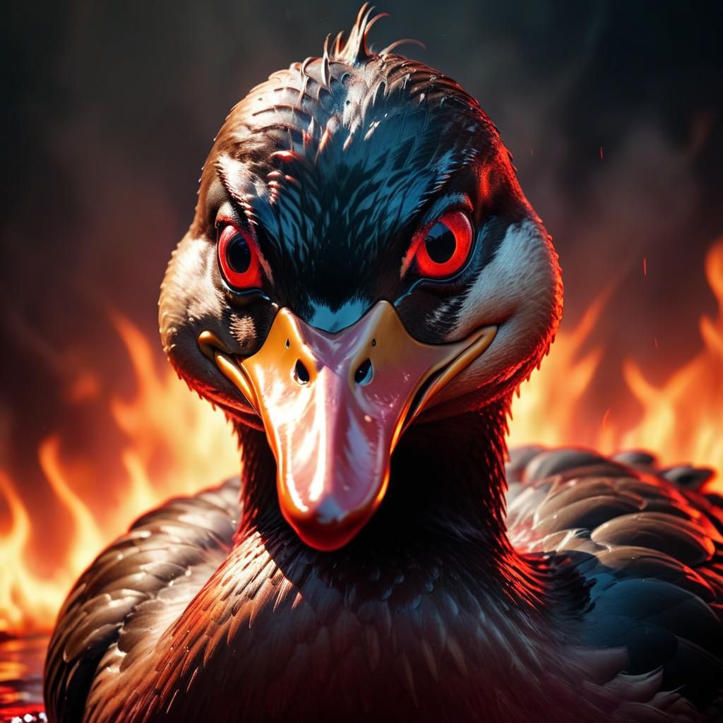 Fiery Evil Duck in Gory Detail