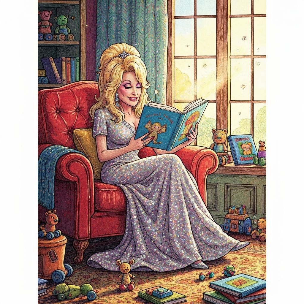 Dolly Parton Reads to Children in Storybook Style