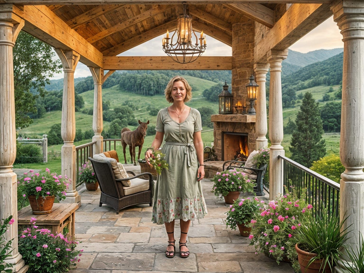 Rustic Country Estate with Elegant Wraparound Porch