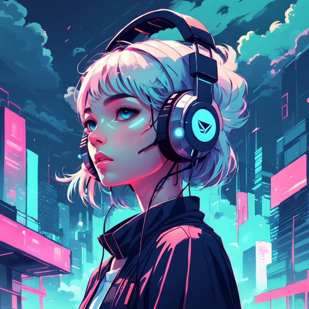 A Cyberpunk Beauty in Retrofuturistic Harmony