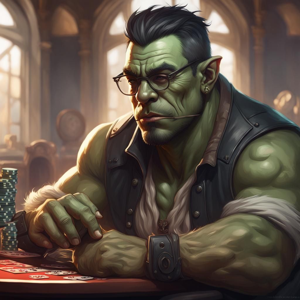 Orcish Poker Player in Hyperdetailed Portrait