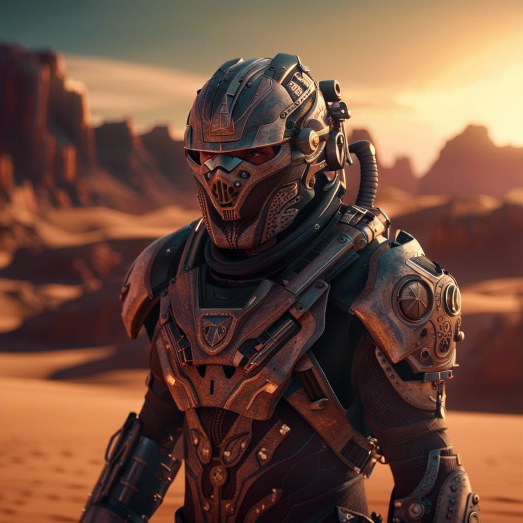 Sci-Fi Desert Raider at Sunset