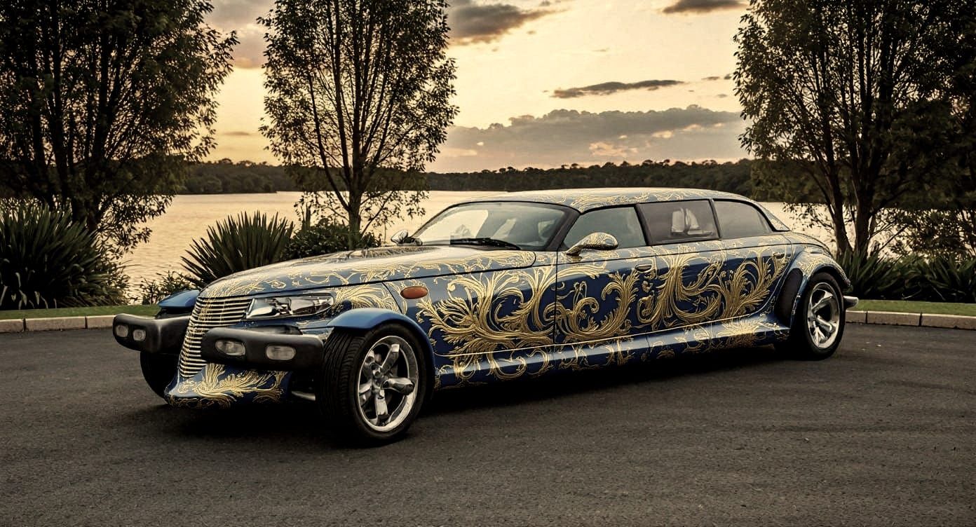 Custom Plymouth Prowler Limousine at Sunset
