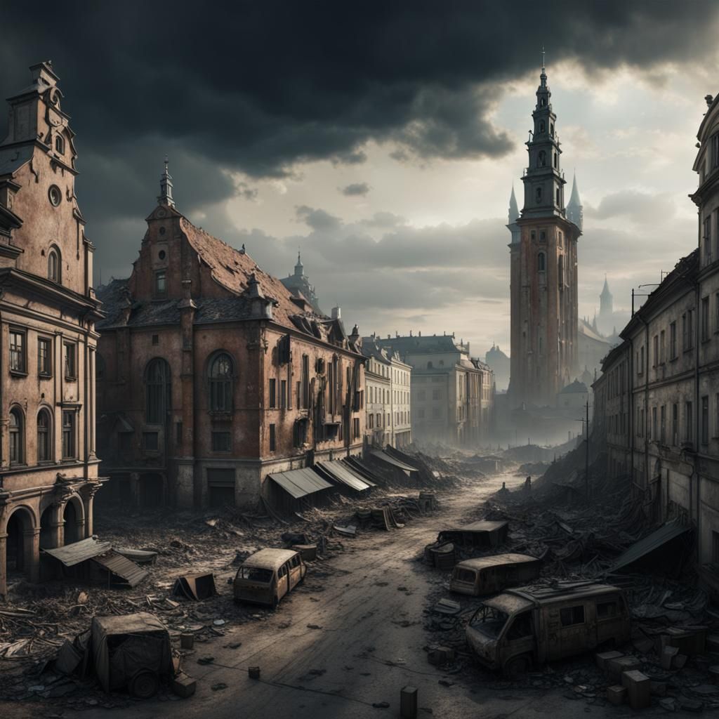 Post-Apocalyptic Krakow Poland: Dramatic Digital Painting