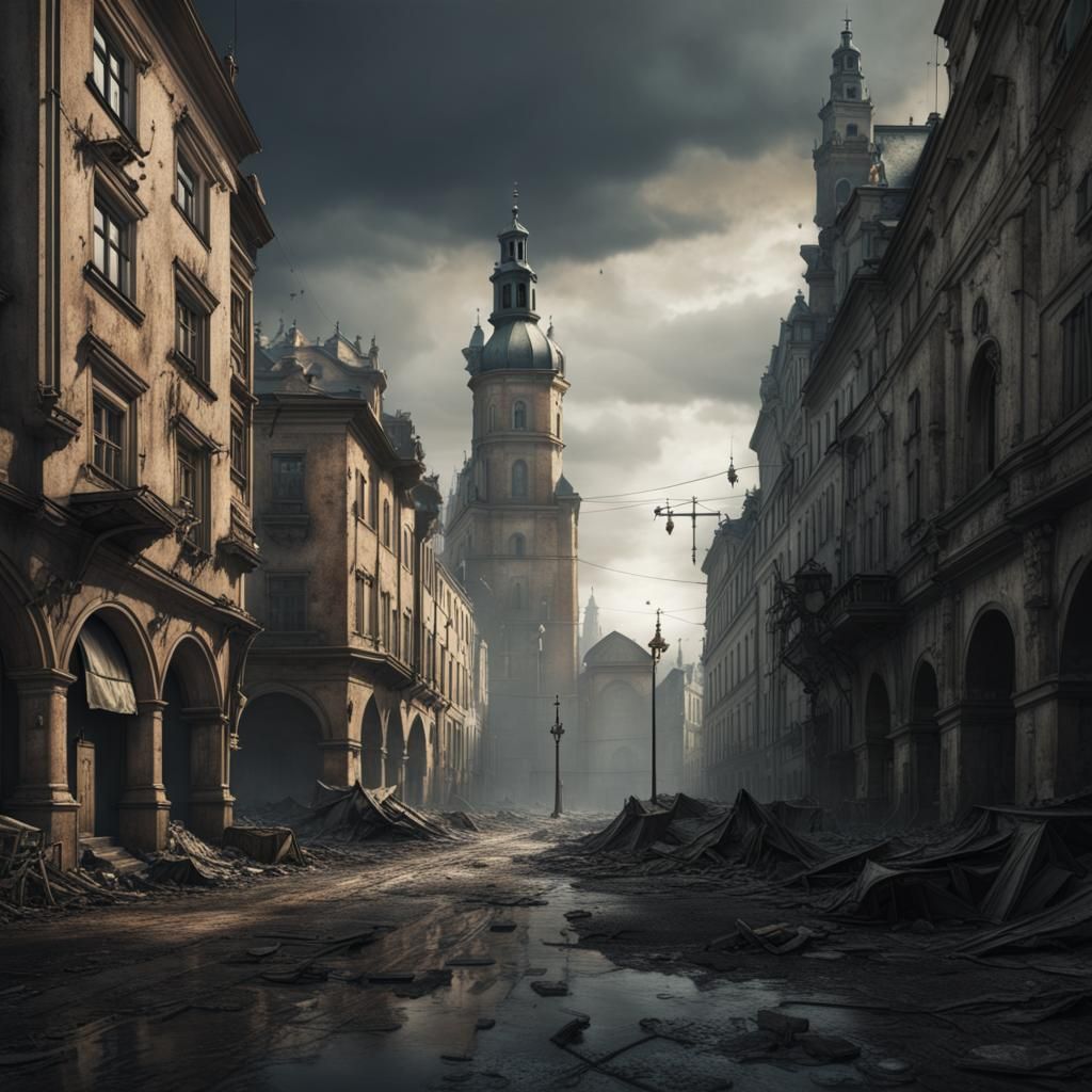 Post-Apocalyptic Krakow: Dramatic Digital Matte Painting