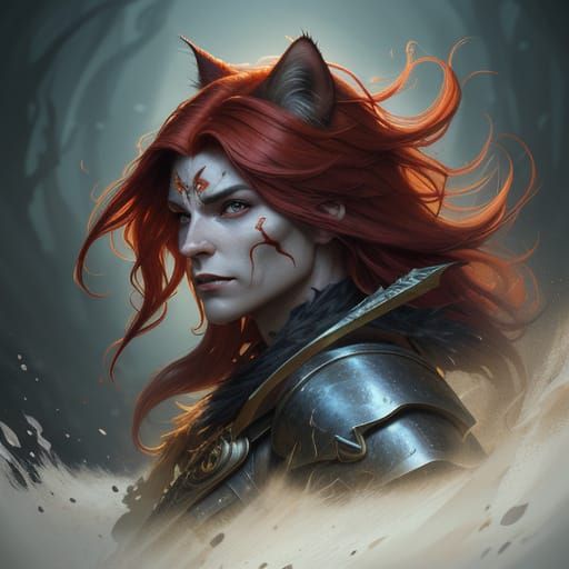 Red Haired Barbarian Transforms into Fierce Feline