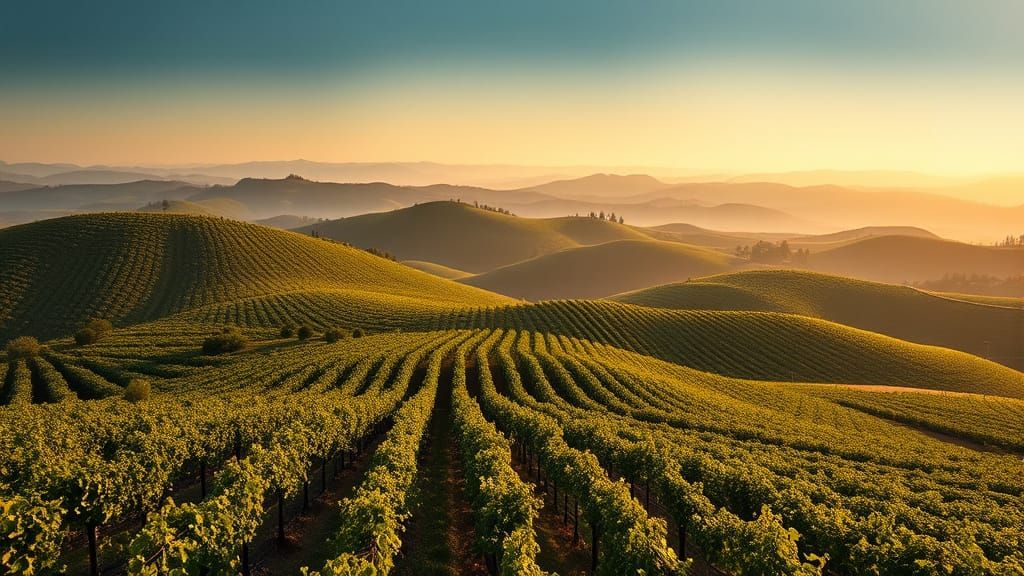 Idyllic Tuscan Landscape with Rolling Hills and Grapevines