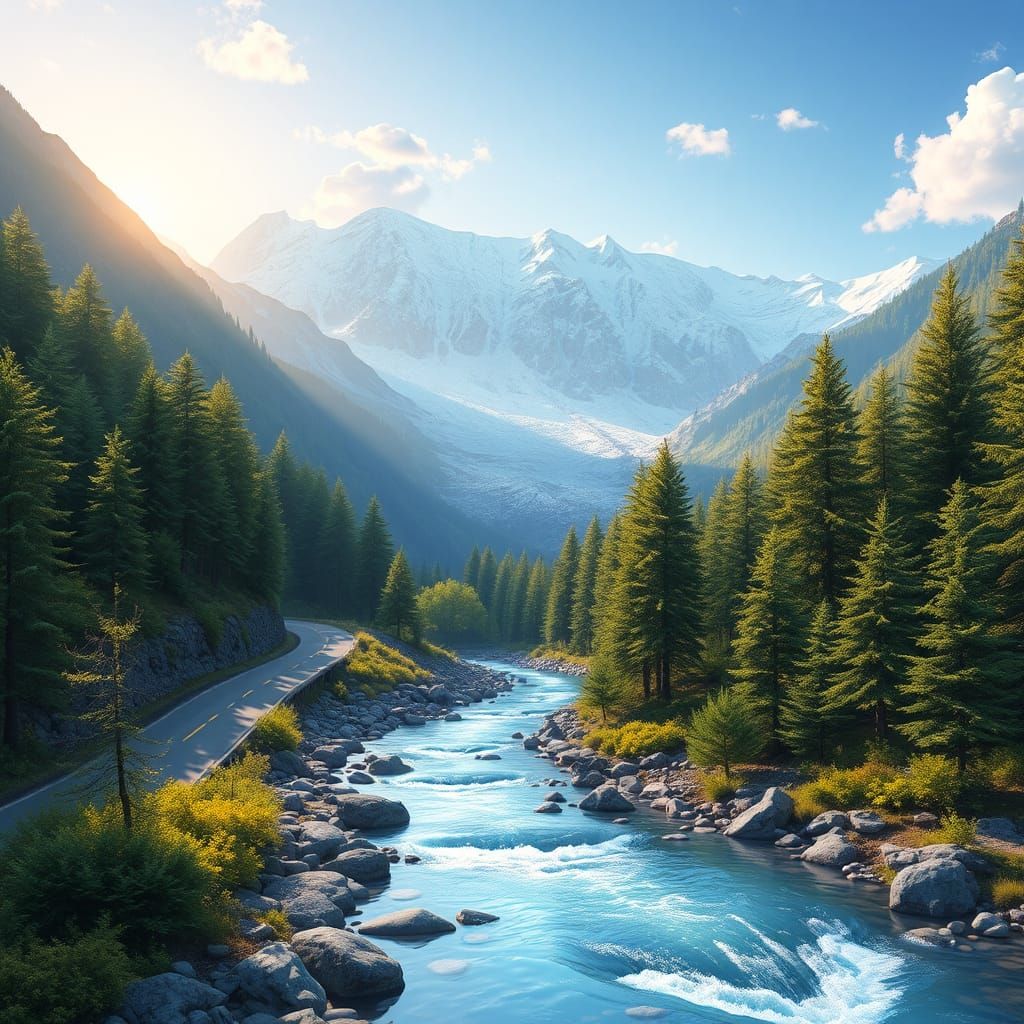 Mountain Glacier Landscape in Anime Style