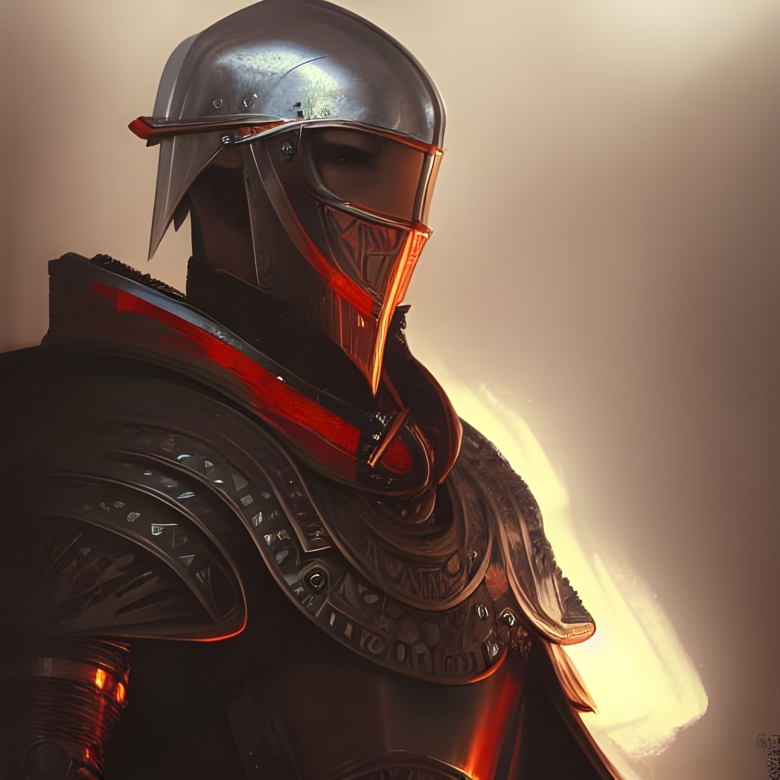 Red Cloaked Knight in Chainmail Portrait