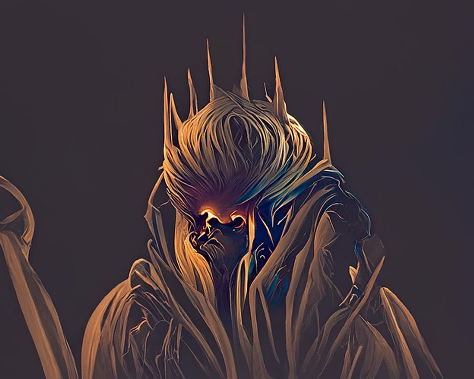 Goblin King in Dark Cave, Digital Art