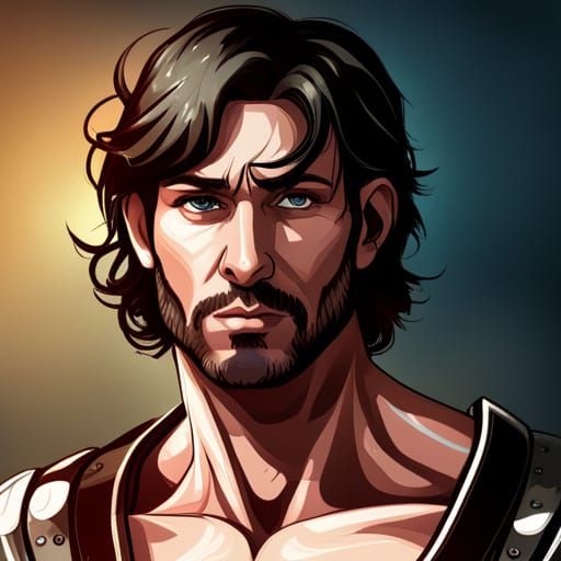 Galactic Roman Gladiator Portrait in Hyperdetailed Style