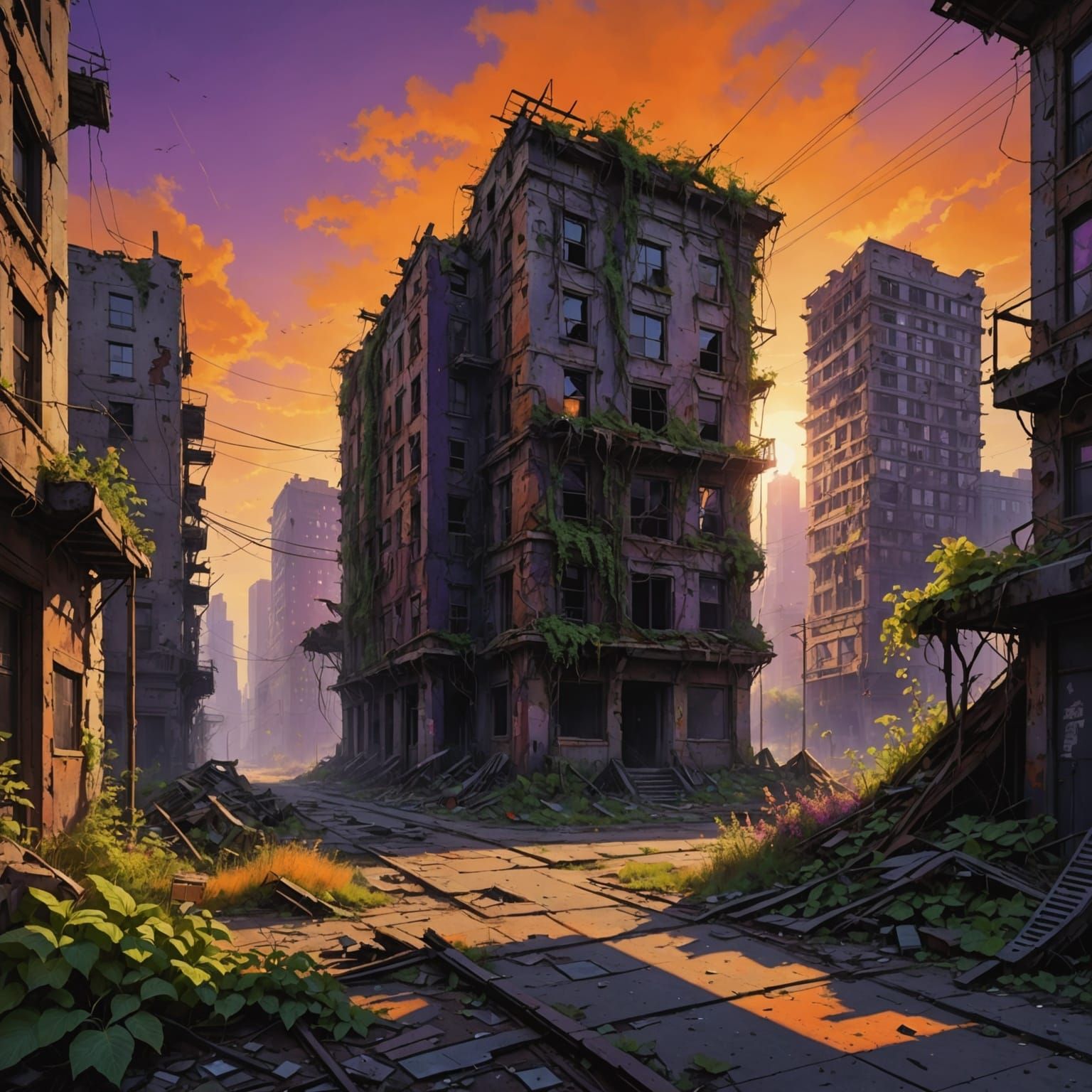 Post-Apocalyptic City Reclaimed by Nature