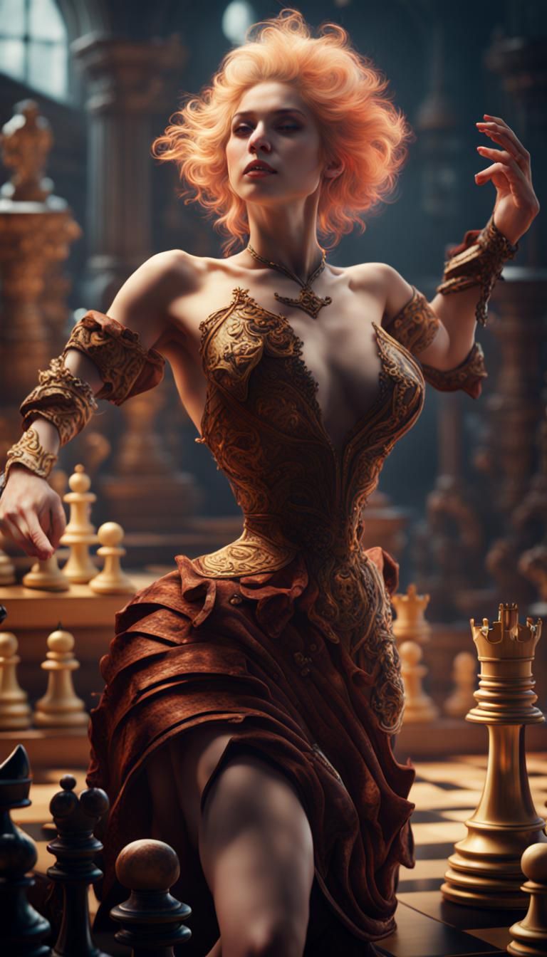 Detailed Chess Game in Fantasy Concept Art