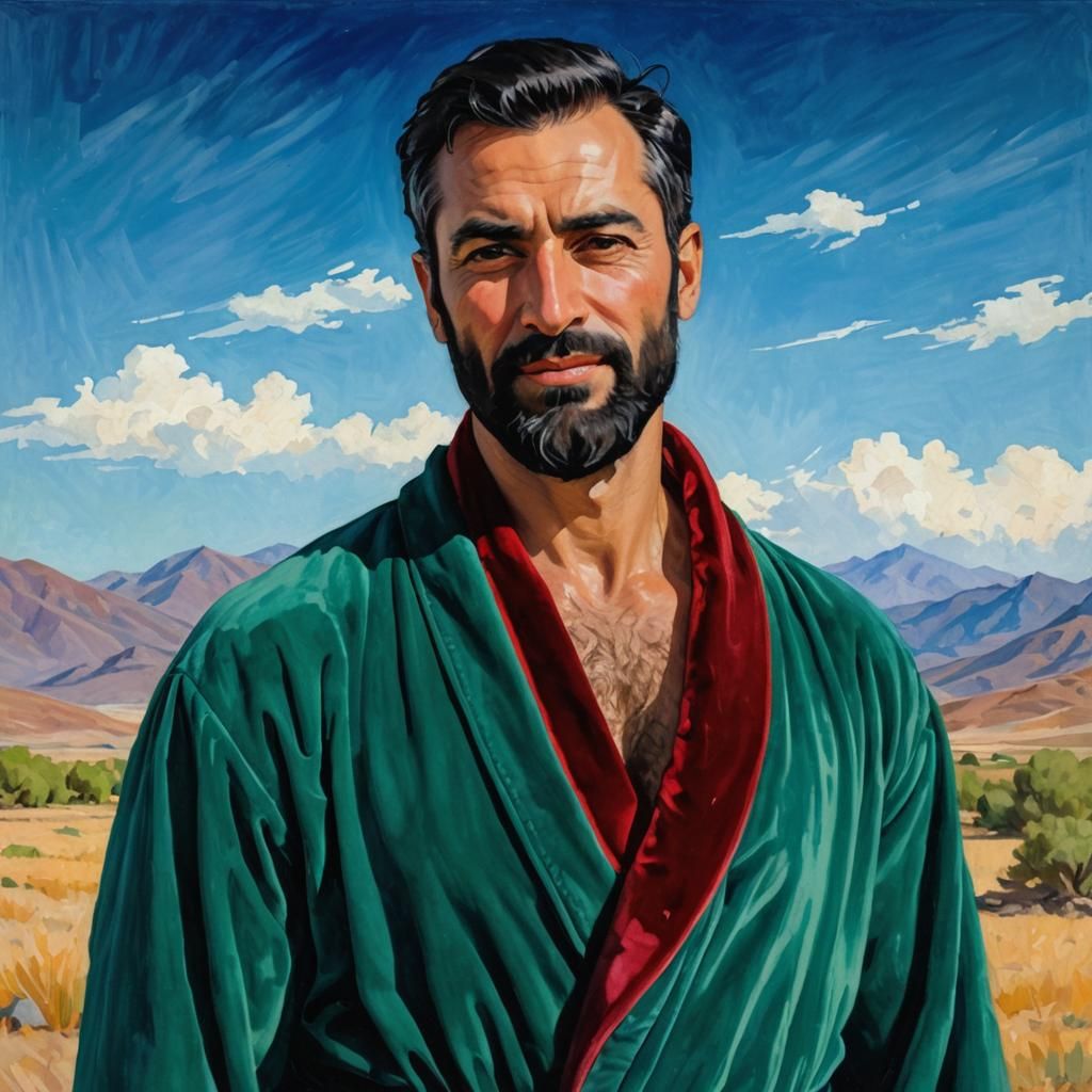 Epic Portrait of Man in Gouache Impressionist Style