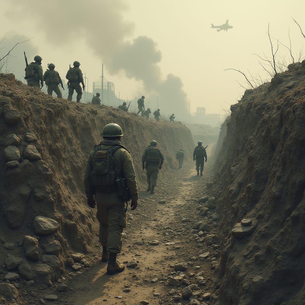 War-Torn Battlefield in Gritty Realistic Style