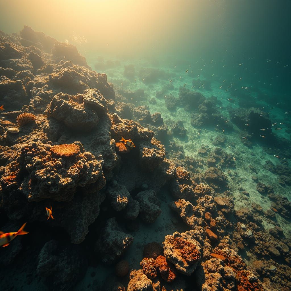 A Coral Reef Destroyed by Pollution, in a Cinematic Style