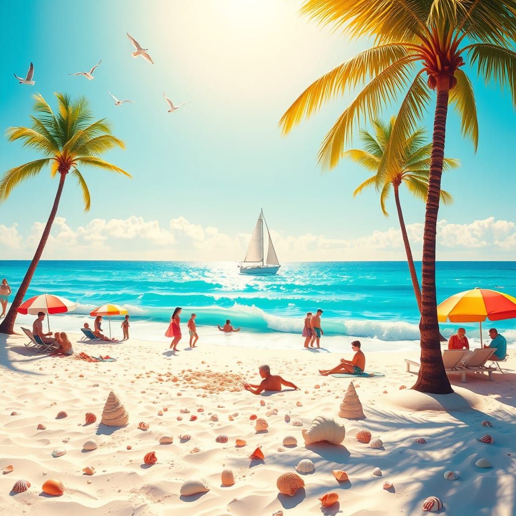 Dreamy Beach Landscape in a Vibrant Impressionist Style