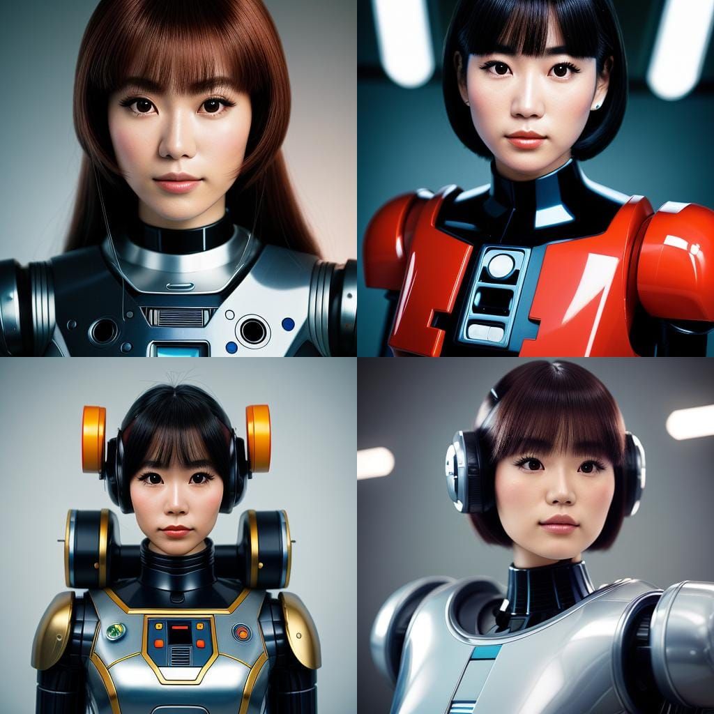 Robot Girl Idol in 80s Sci-Fi Style