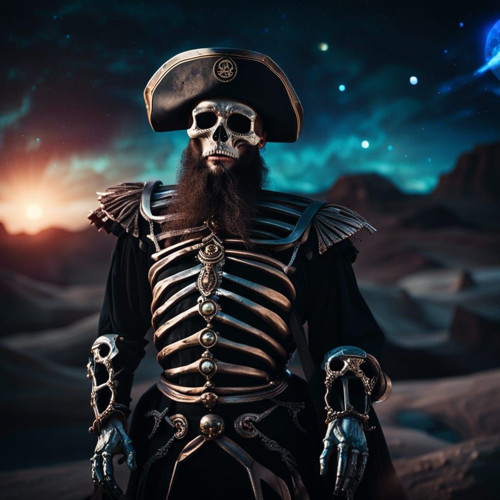 Bearded Skeleton Pirate on Alien Planet