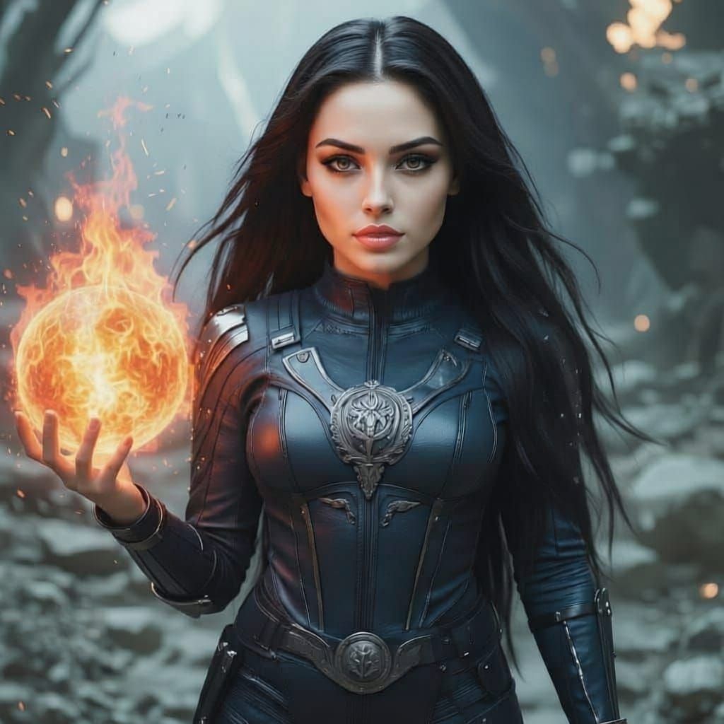 Woman Holds Fiery Power with Subtle Makeup