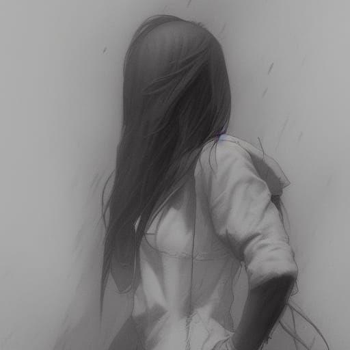 Monochromatic Horror Figure in Storybook Illustration Style