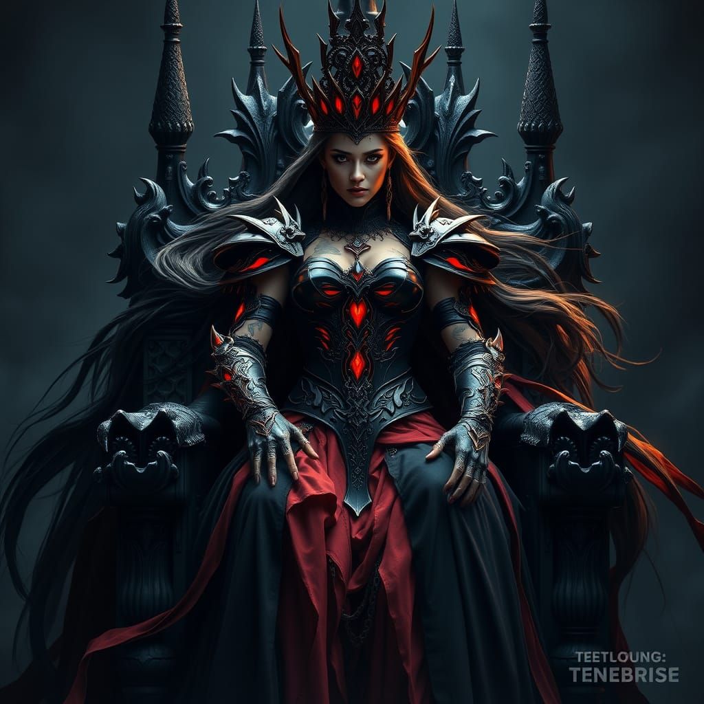 Dark Queen on Obsidian Throne in Cinematic Fantasy