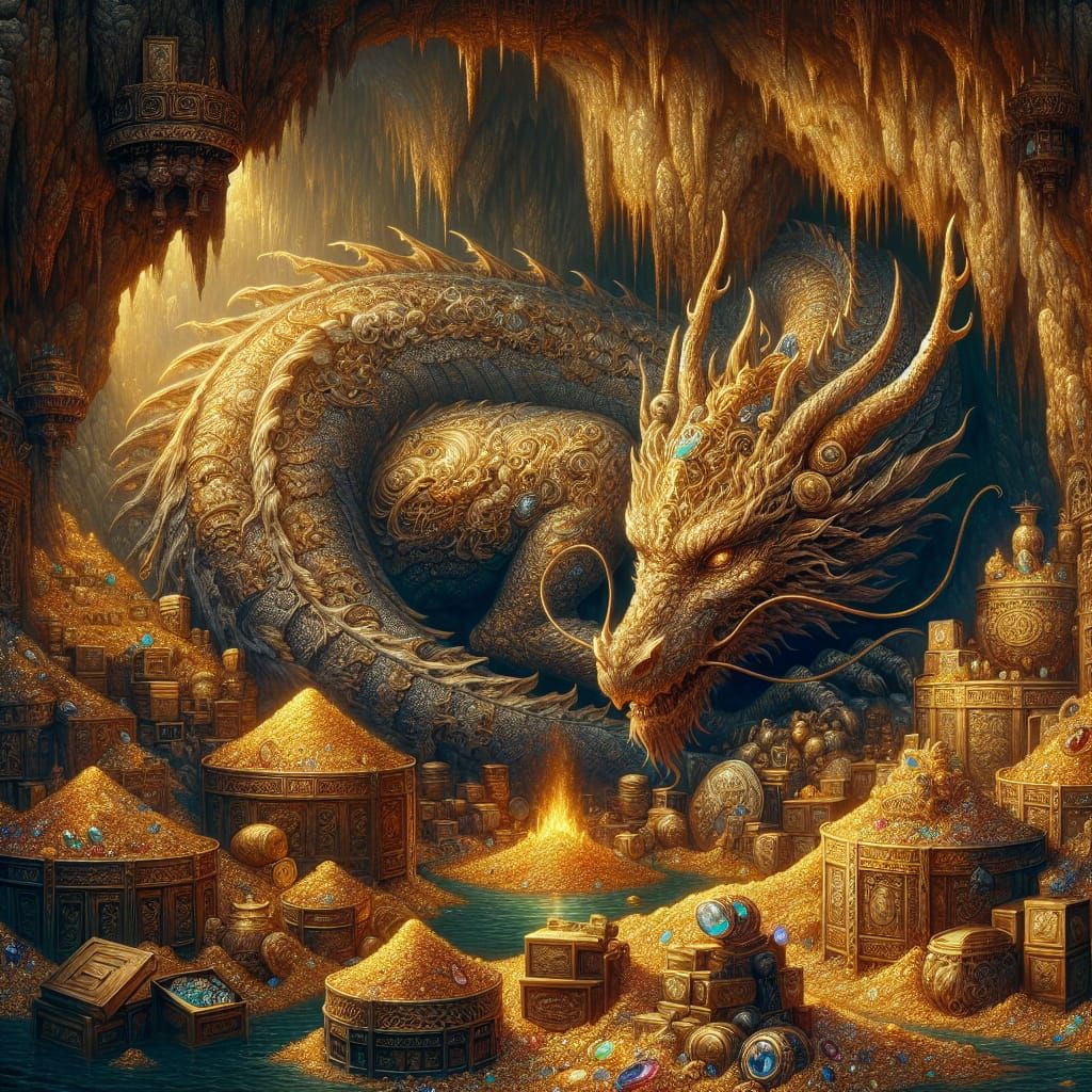 Dragon in Treasure Cave Concept Art