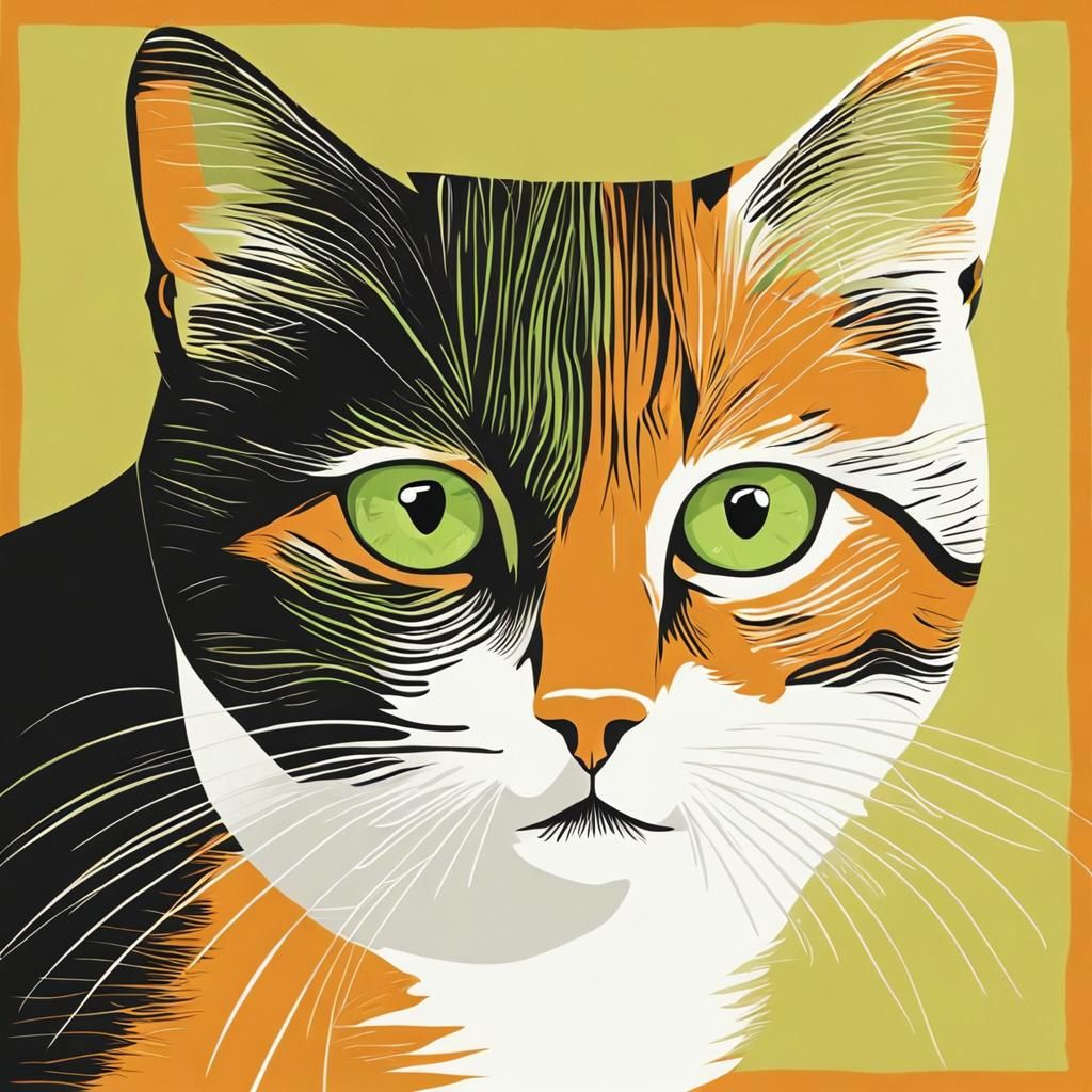 Tabby Cat Portrait in Erté Style