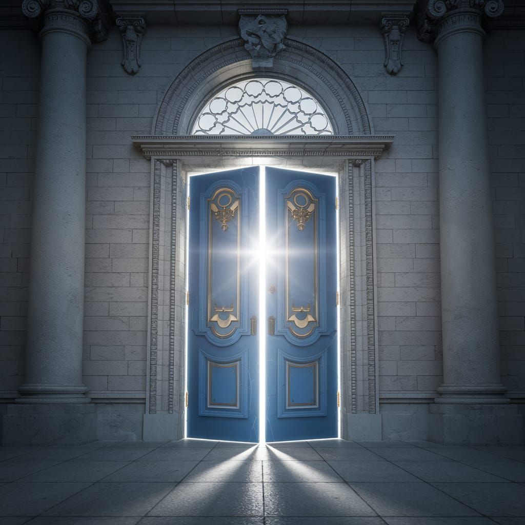 Mystical Doorway to a Brightly Lit Sky