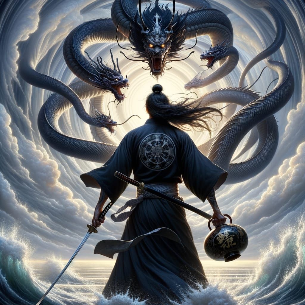 Epic Battle Between God and Serpent in Japanese Folklore