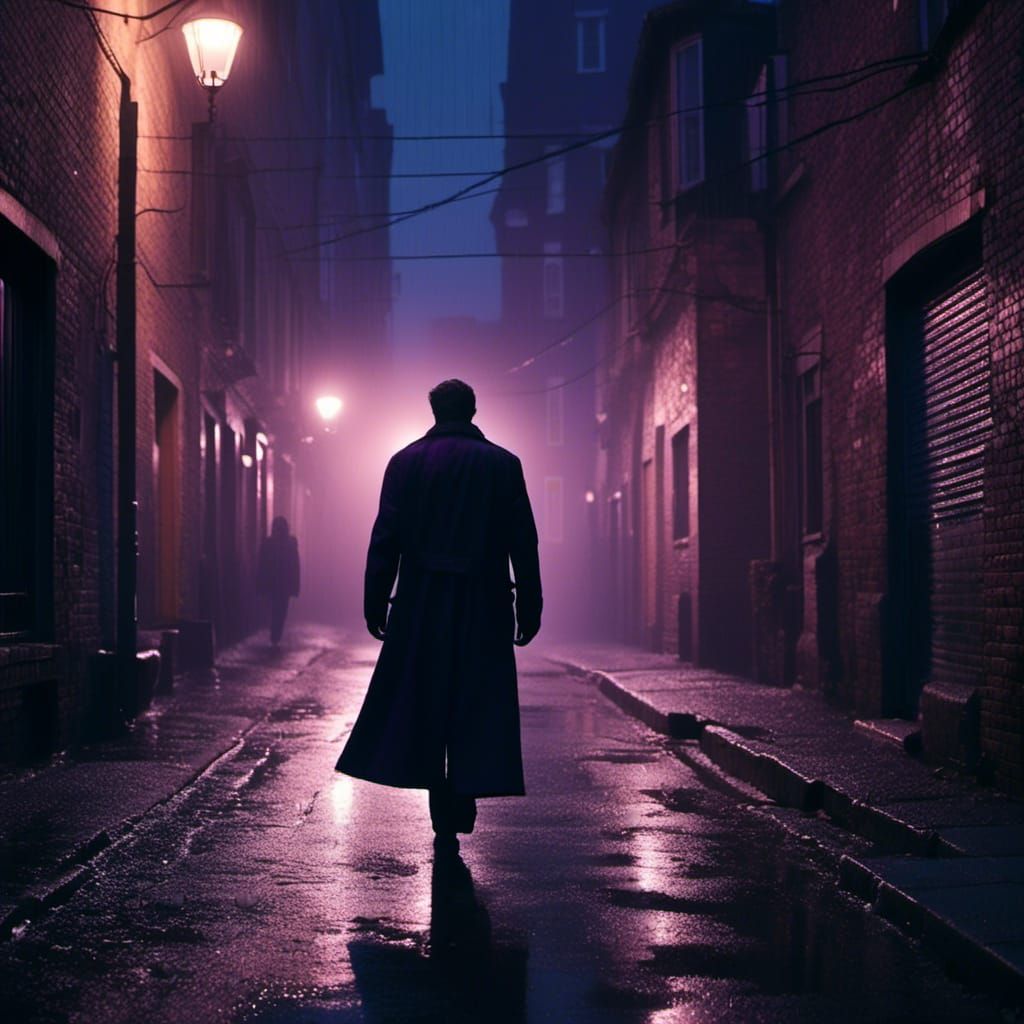 Dark Alleyway at Dusk: Cinematic Film Still